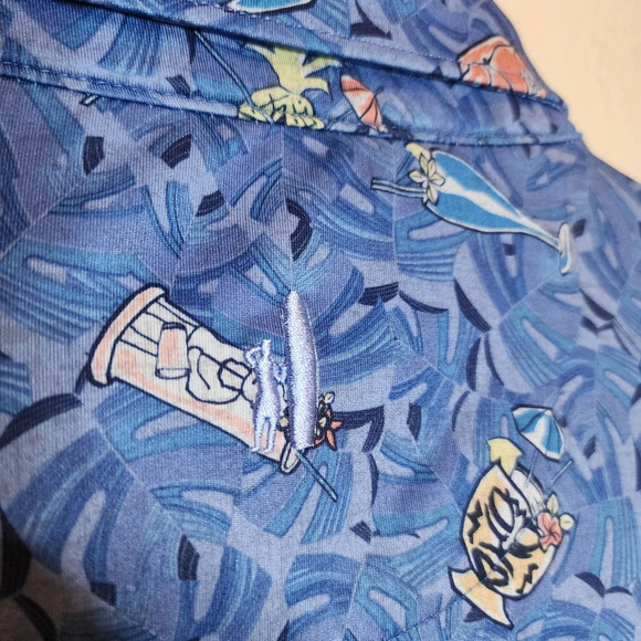 Johnnie-O Luau Prep-Formance Blue Short Sleeve Polo Shirt. Size medium - Picture 7 of 16